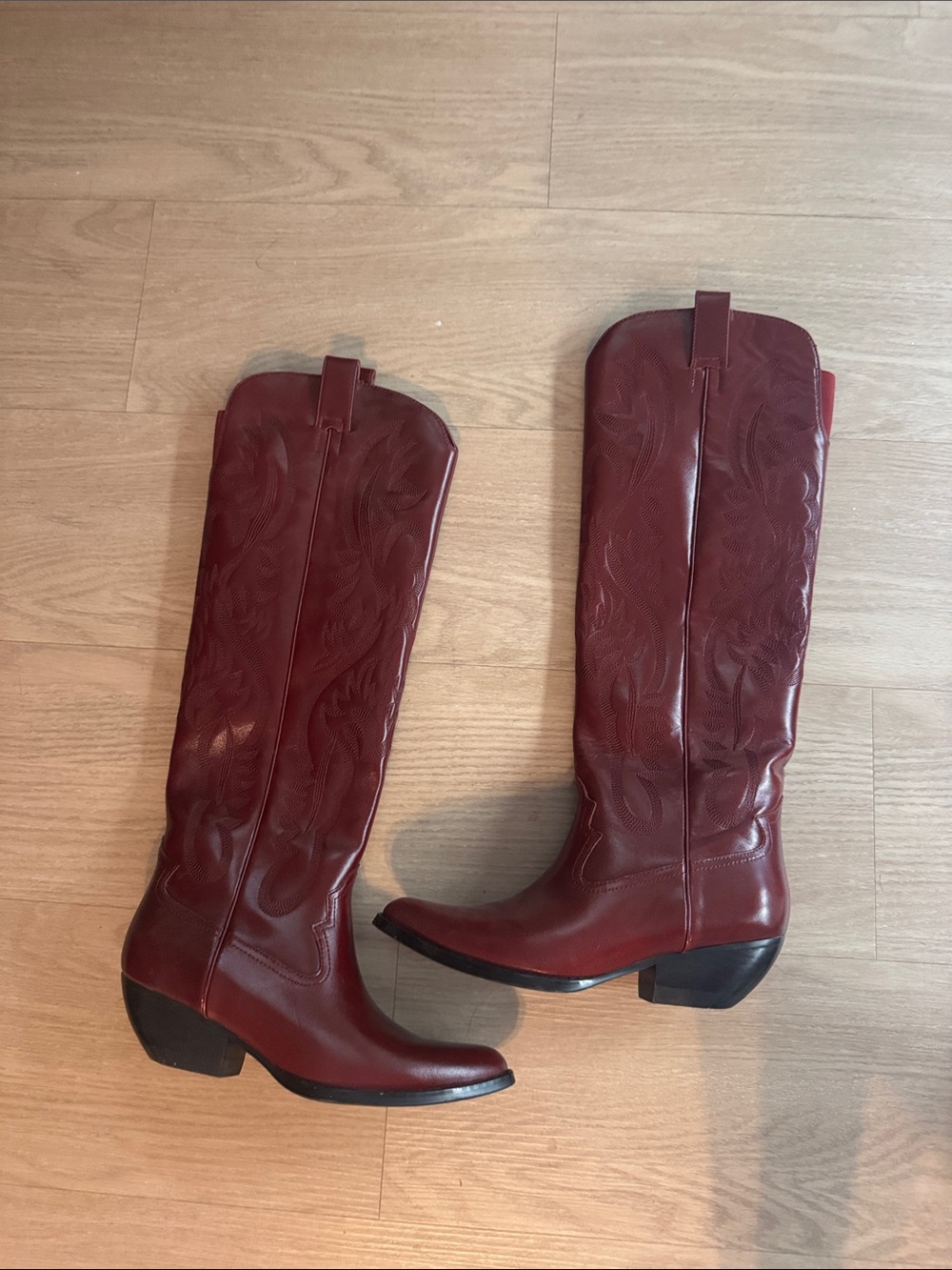 Jeffrey Campbell Burgundy Over-the-Knee Western Boots